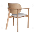 Cadeiras de jantar de madeira de linho de algodão falso